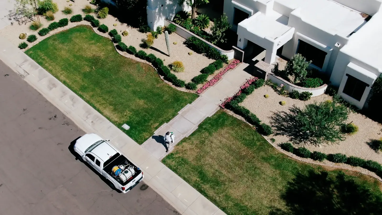 Aerial view of a KY-KO truck at a home