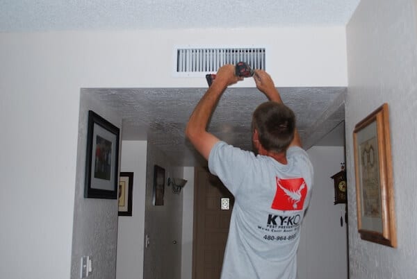 A KY-KO technician completes a new build home seal here in Phoenix.